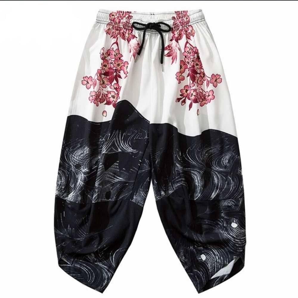 Japanese Style Floral Kimono Pants from Harajukustreetwear